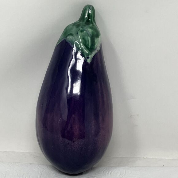 Vintage A Due Tosin Italy Majolica Ceramic Eggplant Art Pottery Vegetable Purple - Picture 3 of 13